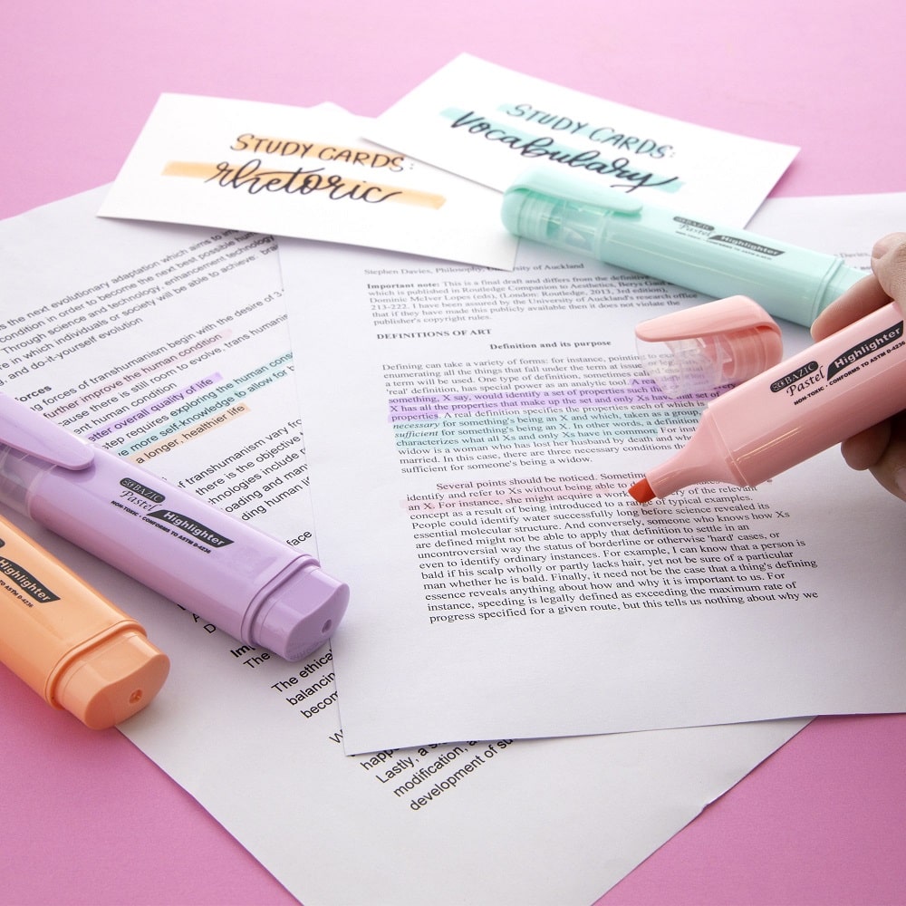 Pastel Highlighters w/ Pocket Clip (3/Pack)
